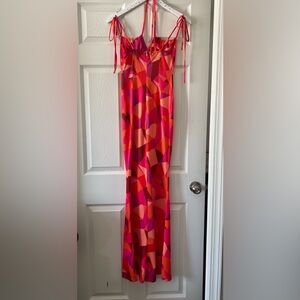 Women's All Over Print Tie Shoulder
Mermaid Hem Cami Maxi Vintage Dress